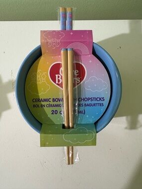 Care Bears Blue Ceramic Bowl with Bamboo Chopsticks